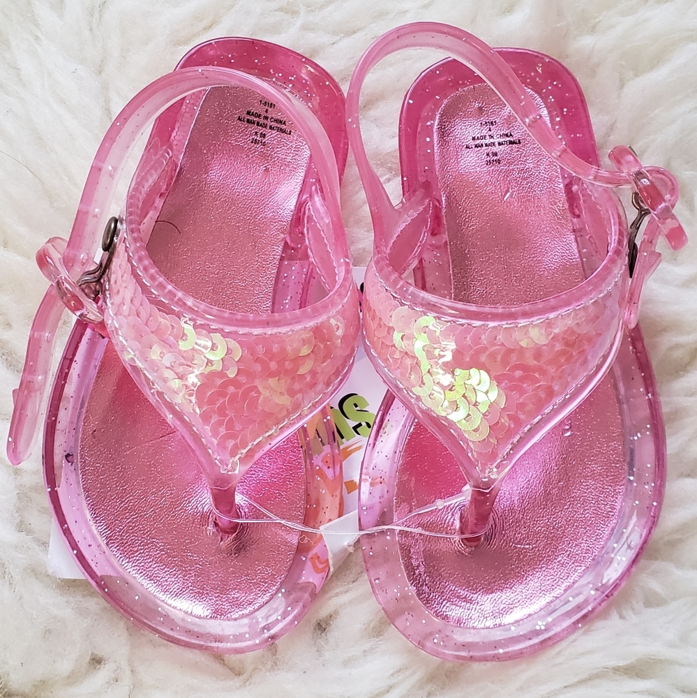 Baby Girl Pink Jelly Thong Sandals New